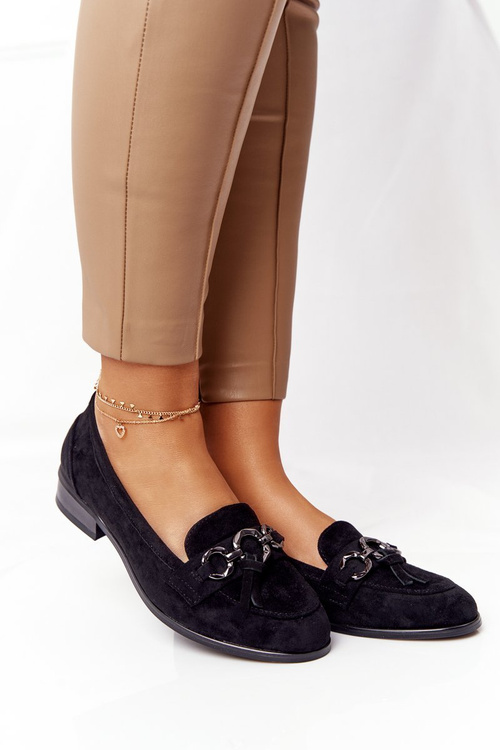 Elegantné ženské vinceza moklane 10585 semišový čierny