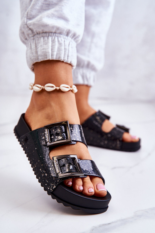 Dámské gumové třpytivé sandály ZAXY HH285158 Černé