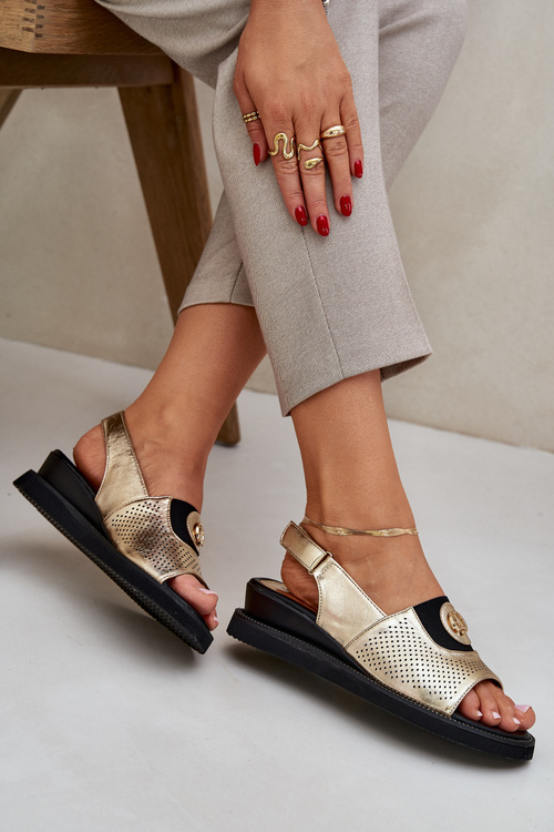 Dámske Sandále Na Klíne Zlaté Isnnoria