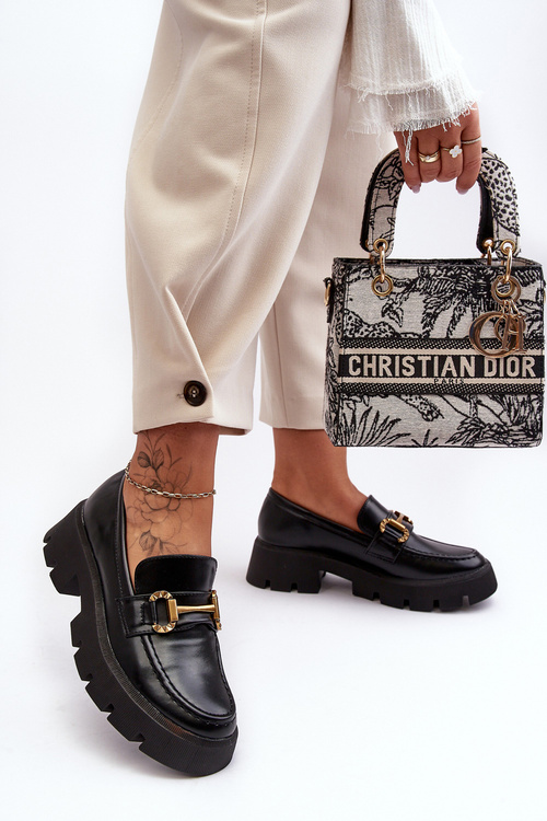 Dámské polobotky Loafery s ozdobou černé Peuria