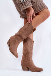 Ženské semišné izolované topánky Cowboy Boots Beige Caterina