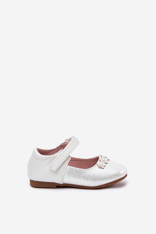 Dětské Baletky Na Suchý Zip S Květinami Bílé Nikione