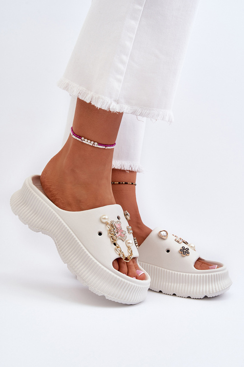 Dámské pěnové žabky s ozdobami bílé Afariana