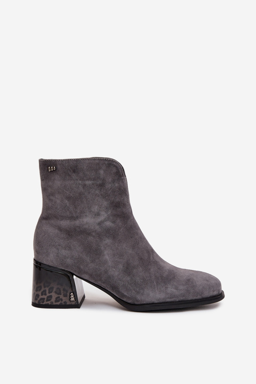 Dámské boty z přírodního semiše na podpatku vyhřívané Vinceza 66806 šedé