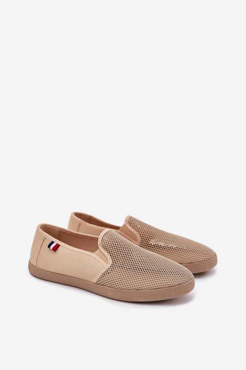 Pánske Perforované Tenisky Béžové Koboru