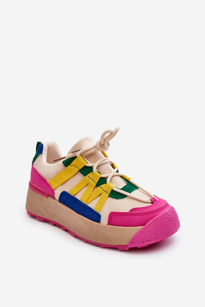 Dámské semišové tenisky na platformě Béžová Růžová Rohan