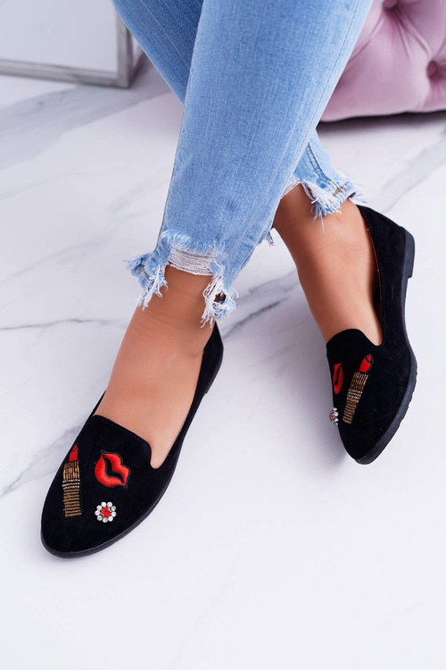 Čierna dámska balerinas rúž