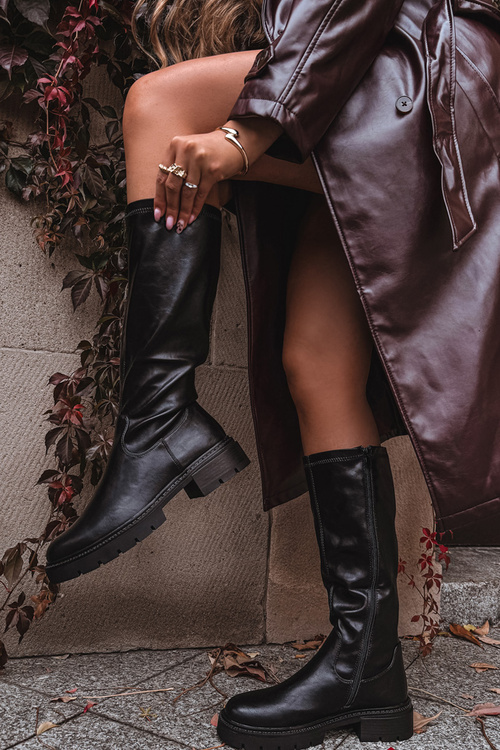 Dámske čižmy z eko kože Čierne Oceana