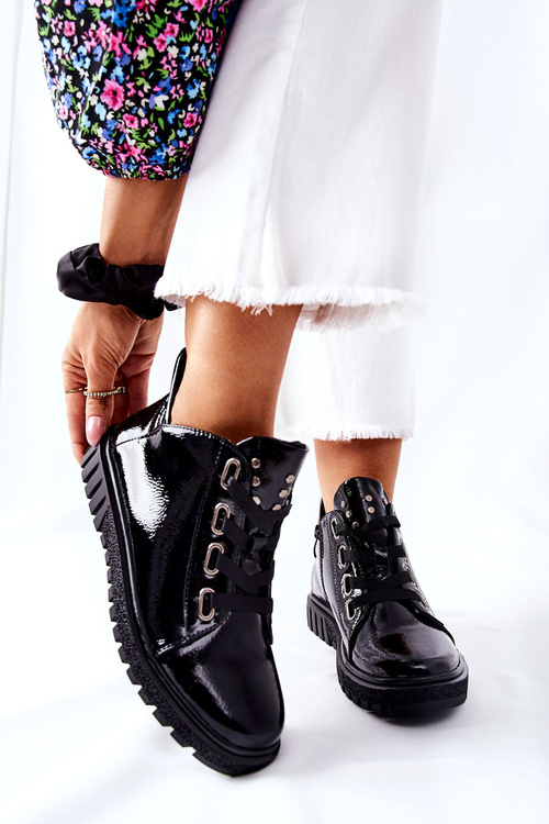 Lakované Polobotky Sergio Leone PB210 Černé