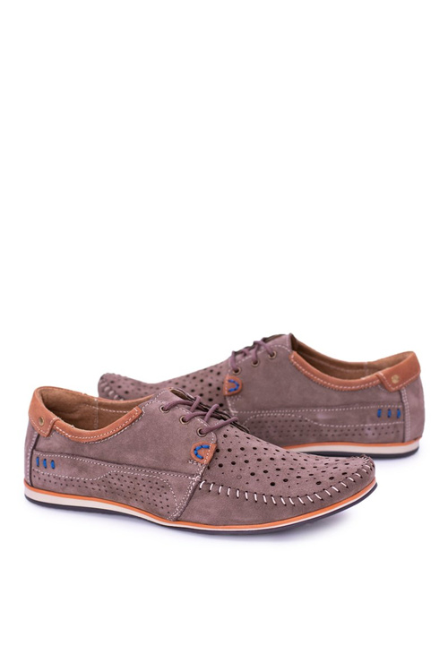 Perforované kožené lahve boty hnědé Mortego