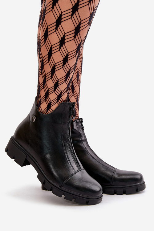 Zateplené dámske topánky z eko kože čierne Verietta