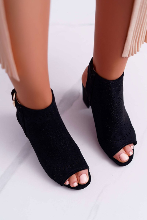 Dámské Sandály Na Podpatku Peep Toe Černé Florina