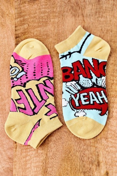 Nepárové Ponožky S Nápisy Zelené-Žluté