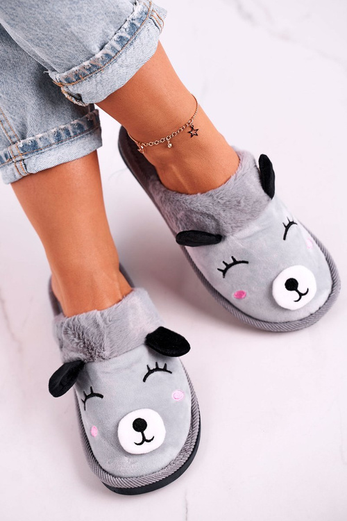 Dámské Velurové Pantofle S Lamou Šedé Ruddy