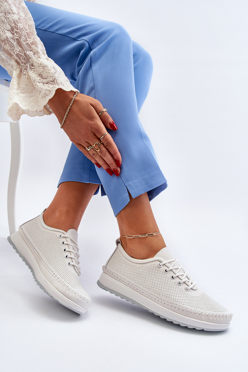 Kožené Sportovní Dámské Tenisky Beige Lalnai