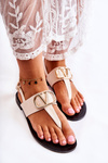 Dámske sandále flip -flops s dekoráciou béžovej calia