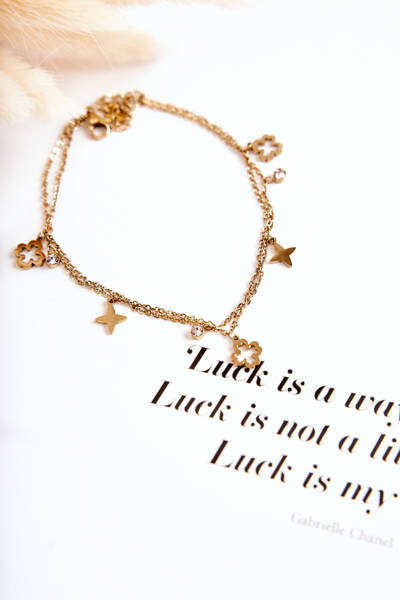 Dámsky dvojitý náramok na nohe Clover Gold