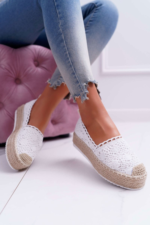 Espadrilles dámska čipka biela pôvabná útočisko