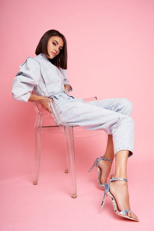 Sandále na kolíku s hadím vzorom lu boo modrá