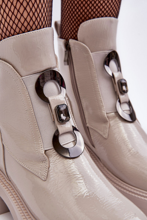 Maľované dámske topánky s dekoráciou svetlo šedej S.Barski MR870-53