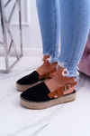 Dámske semišové espadrilly na platforme Black Parteno