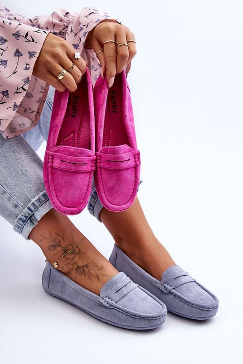 Ženské semišové modré mokasíry Lenvie