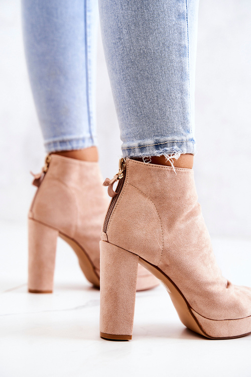 Boty na podpatku s otevřenou špičkou Béžové Adore