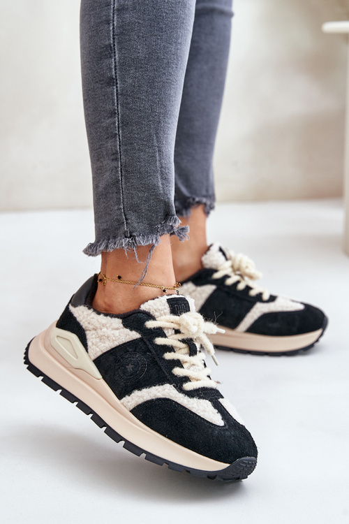 Zateplené dámské kožené sneakersy Big Star OO274A318 HI-POLY SYSTEM černé