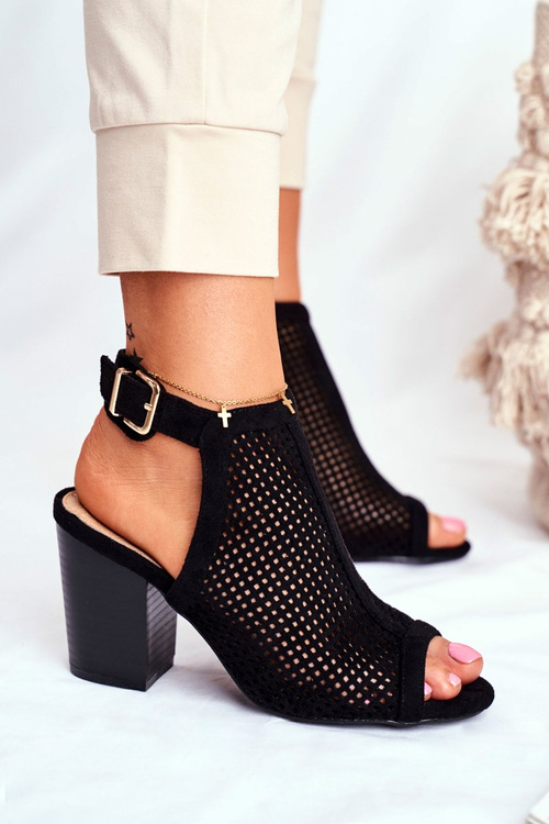 Dámske otváranie PEEP NÁBATE ČIERNE BOOKY