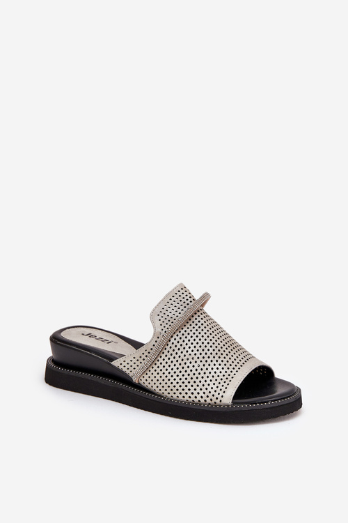 Dámské sandály na klínu s ozdobným páskem stříbrné Teriwes