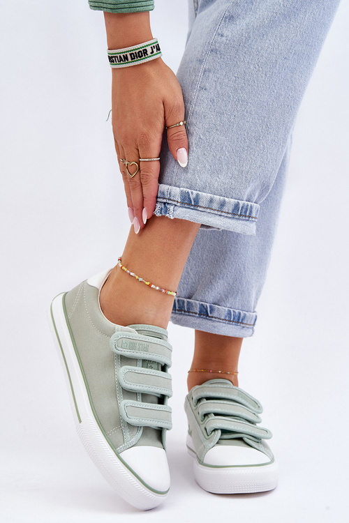 Klasické materiálové tenisky pre suchý zips veľkú hviezdu LL274A202 Green