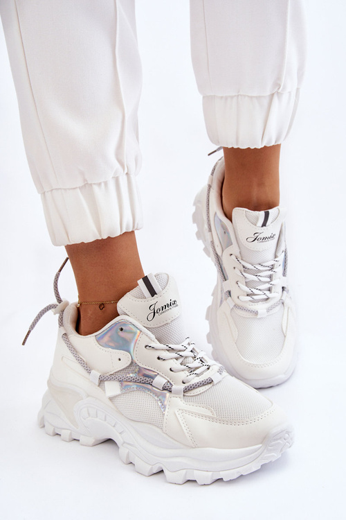 Dámske šnurované športové topánky na platforme White Minea Platform