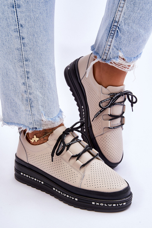 Leonor Openwork Leather Sports Shoe Leonor