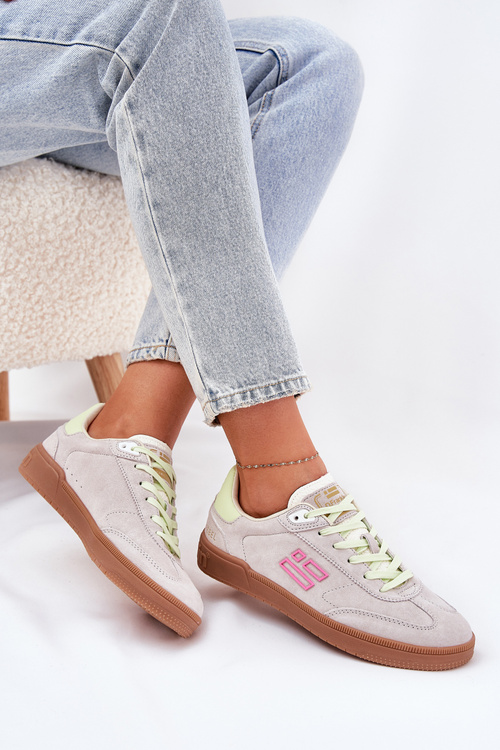 Semišové Športové Topánky Tenisky Dámske D.Franklin Ztlmená Biela DFSH387005