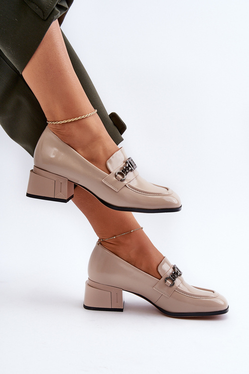 Lakované topánky na opätku béžové S.Barski MR38-960