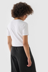 Dámské Bavlněné Tričko Slim Cropped 4F Bílé 4FWAW24TTSHF1701-10S