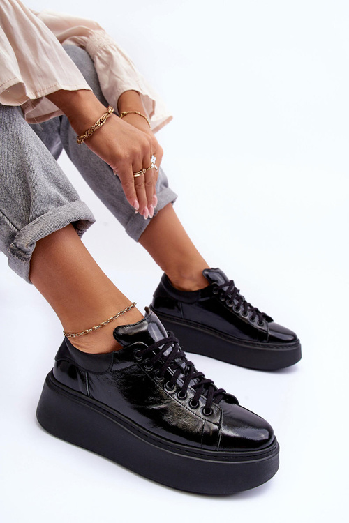 Dámske športové topánky sa lakovali na platforme Black Lemar 10150