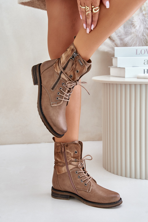 Dámské boty pracovní zateplené na zip tmavě béžové Liletta