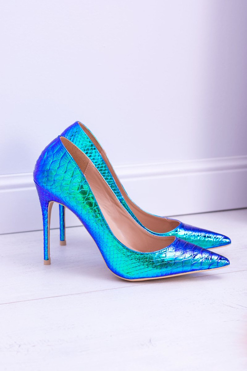 Dámské Lodičky Na Jehlovém Podpatku Lu Boo zelené Benzínová Barva Glam