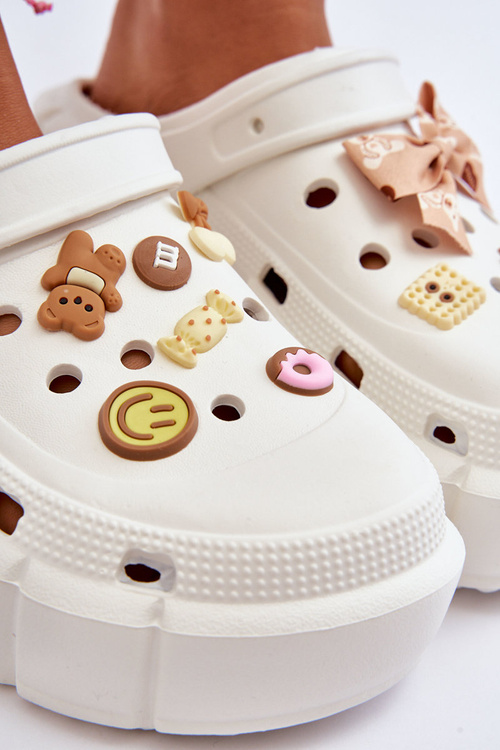 Dámské pěnové kroksy s ozdobami bílé Marlett