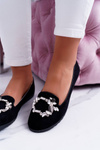 Čierne dámske balerinas balerinas kamienky nergo