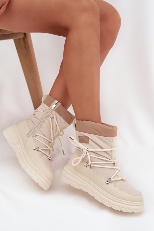 Ženské snehule na zips Lee Cooper LCJ 25 44 3931 béžové Ženské snehule