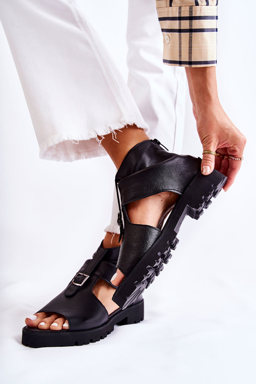 Dámské kožené sandály se zipem Nicole 2748 Černá