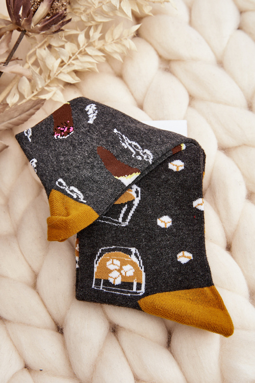 Pánské ponožky Nepárové Drink Šedo-Žluté