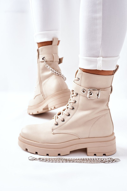 Béžové pracovníčky topánky s reťazou Midtown