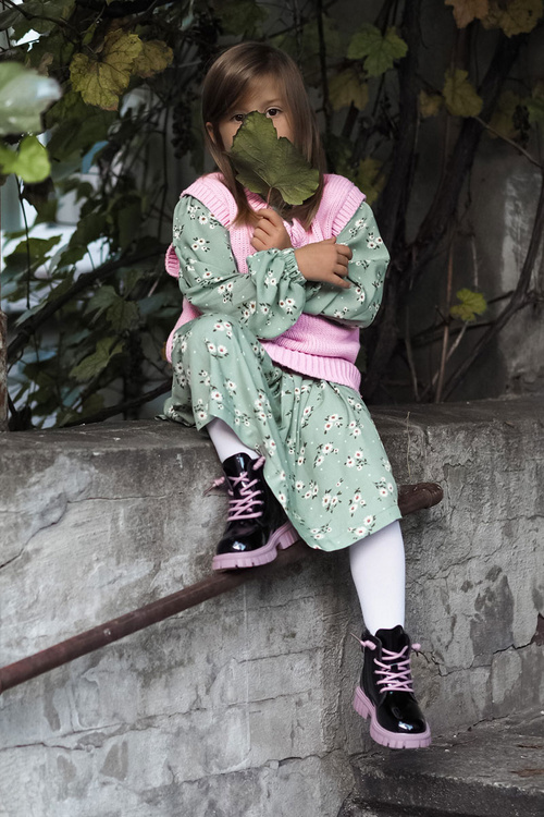 Lakované teplé boty Černá a fialová Heidi