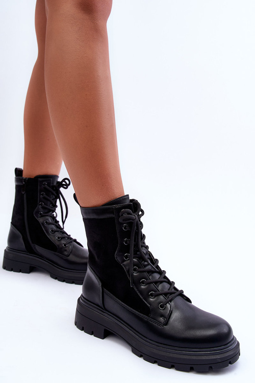 Dámské kožené workery botky černé Faustina