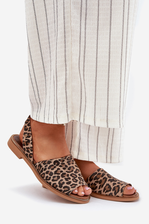 Zazoo 40327 Kožené Nazouvací Sandály Leopardí