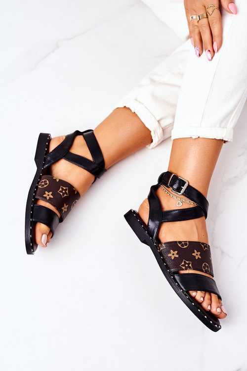 Dámské Ploché Sandály Cerné Loretta