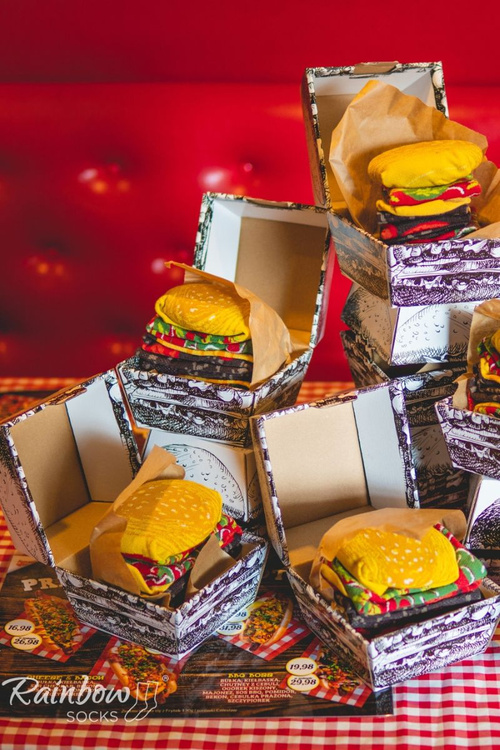 Dúhové ponožky hamburger 2 ponožky 2 páry